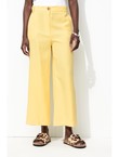 Pantalon Large Taille Haute - Jaune Uni Colore