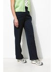 Pantalon Large Côtelé Femme - Bleu Uni Fonce