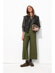 Pantalon Large Cropped - Kaki Uni Fonce
