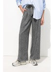 Pantalon Large Taille Haute - Gris Uni Fonce