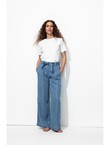 Pantalon Large Taille Haute - Jeans Uni Fonce