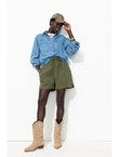 Short en Lyocell Femme - Kaki Uni Fonce