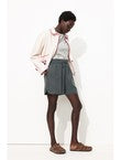 Short en Lyocell Femme - Gris Uni Fonce