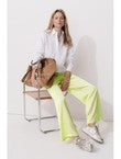 Pantalon Large en Satin Femme - Jaune Uni Colore