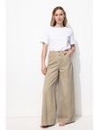 Pantalon Large Taille Haute - Naturel Uni Clair