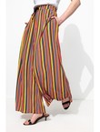 Pantalon Rayé Large et Court - Multicolore Raye