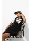 Combishort en Gaze de Coton - Noir Uni Fonce