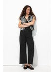 Pantalon Large en Coton Femme - Noir Uni Fonce
