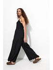 Combi-pantalon à Bretelles - Noir Uni Fonce