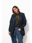 Trench Court Ceinturé Femme - Bleu Uni Fonce