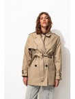 Trench Court Ceinturé Femme - Naturel Uni Clair