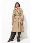 Trench Long Ceinturé Femme - Naturel Uni Clair