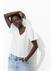 T-shirt Effet Dentelle Femme - Naturel Uni Clair