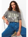 T-shirt Oversize à Message - Gris Imprime