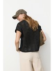 T-shirt Broderie Anglaise - Noir Uni Fonce