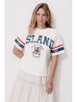 T-shirt Campus Oversize Femme - Naturel Imprime