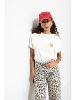 T-shirt à Message Brodé Femme - Naturel Imprime