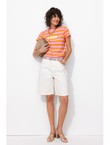 T-shirt Rayé à Message - Multicolore Raye