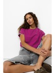T-shirt à Manches Fantaisie - Violet Uni Colore
