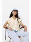 T-shirt Effet Dentelle Femme - Naturel Uni Clair
