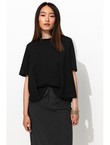 T-shirt Uni Évasé Femme - Noir Uni Fonce