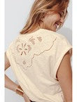 T-shirt Détail Brodé Dos - Blanc Uni Clair