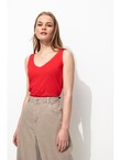 Débardeur Col V en Coton Femme - Rouge Uni Colore