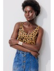 Débardeur Col V en Coton Femme - Marron Imprime