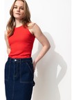 Débardeur en Coton Côtelé - Rouge Uni Colore