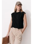 T-shirt sans Manches Femme - Noir Uni Fonce
