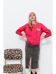 Sweat-shirt à Message Femme - Rose Uni Colore