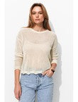T-shirt en Maille Filet Femme - Naturel Uni Clair