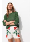 T-shirt en Maille Filet Femme - Kaki Uni Clair
