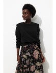 Sweat-shirt Épaulé Femme - Noir Uni Fonce