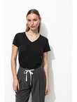 T-shirt en Lin Mélangé Femme - Noir Uni Fonce