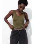Top à Bretelles Éco-conçu - Kaki Uni Fonce