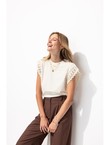 T-shirt Détail Dentelle Femme - Naturel Uni Clair