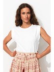 T-shirt sans Manches Côtelé - Naturel Uni Clair