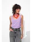 Débardeur en Lin Mélangé Femme - Violet Uni Colore