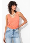 Débardeur en Lin Mélangé Femme - Orange Uni Colore