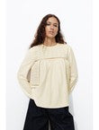 Blouse Brodée Femme - Naturel Uni Clair