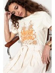 T-shirt à Message Brodé Femme - Naturel Imprime