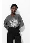 Sweat-shirt à Message Femme - Gris Imprime