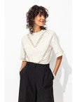 T-shirt Brodé Perlé Femme - Naturel Uni Clair