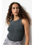 Débardeur Côtelé Femme - Gris Uni Fonce