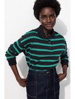 Polo Rayé Cropped en Molleton - Multicolore Raye