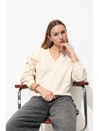 Sweat-shirt Uni Col V - Naturel Uni Clair