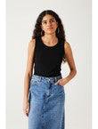 Débardeur Marcel Côtelé Femme - Noir Uni Fonce