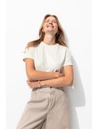 T-shirt Côtelé Irisé Femme - Naturel Uni Clair