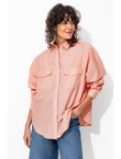 Chemise Rayée Oversize Femme - Rose Raye